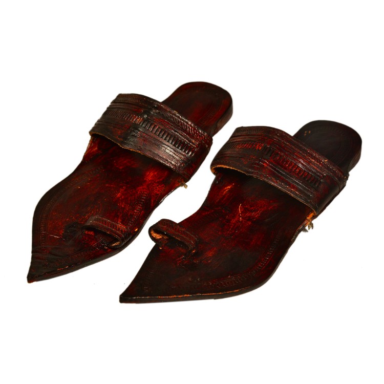 Kolhapuri Chappal / Sandal – Gents – Genuine Leather – Black – Leather Sole  – Art 242 – Famous Nagra
