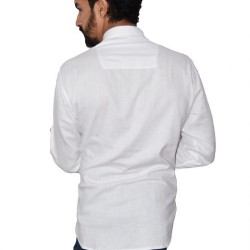 Buy Ecotattva plain white khadi short kurta for men.