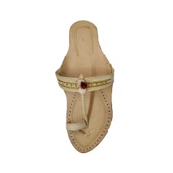 Buy skin colored ladies kolhapuri chappal with heel.